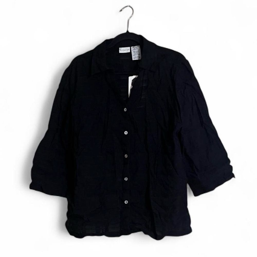 White Stag Shirt Sz 16/18 Black Button-Up Closet Staple Semi Sheer Feminine
